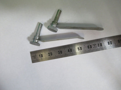 ERNST LEITZ GERMANY PAIR CLIPS STAGE MICROSCOPE PART AS PICTURED #R7-B-10x