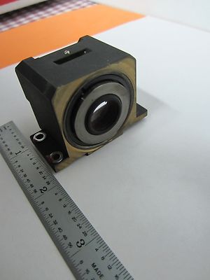 OPTICAL MICROSCOPE LEITZ BRASS MOUNTED LENS + BEAM SPLITTER OPTICS BIN#J6-04
