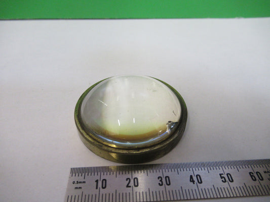 Antique Brass Mounted Convex Lens Glass Microscope Part