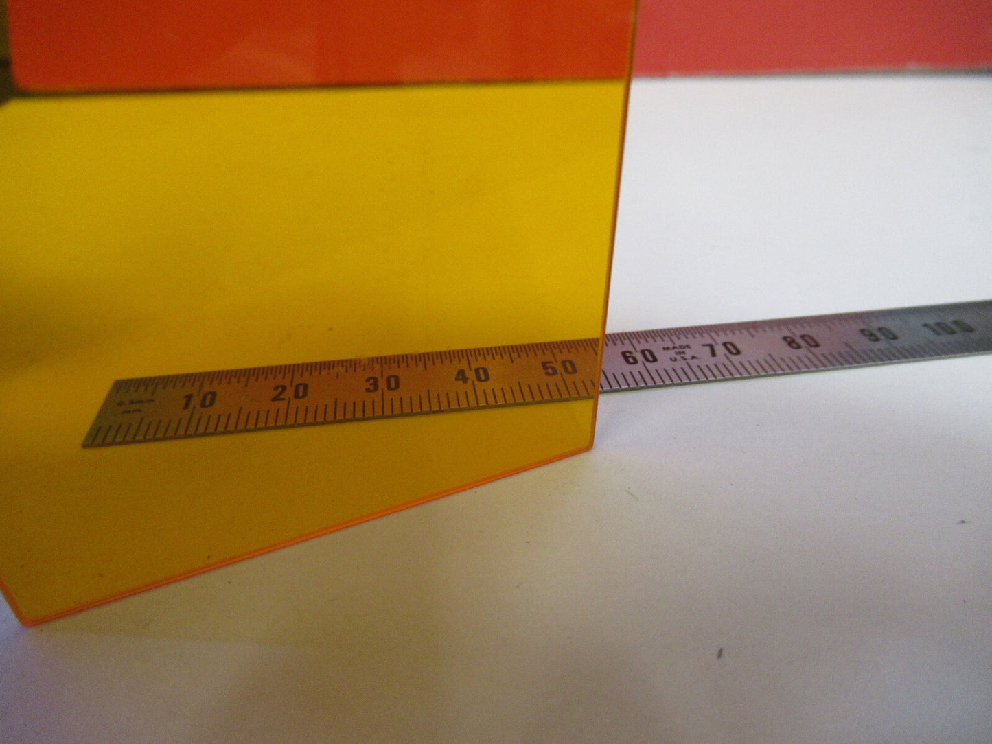 OPTICS ORANGE FILTER NICE GLASS MICROSCOPE PART OPTICAL AS PICTURED T1-A-16