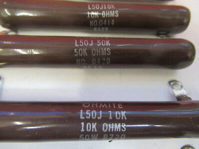 LOT POWER RESISTOR TUBULAR OHMITE 50W AS PICTURED &A7-B-03