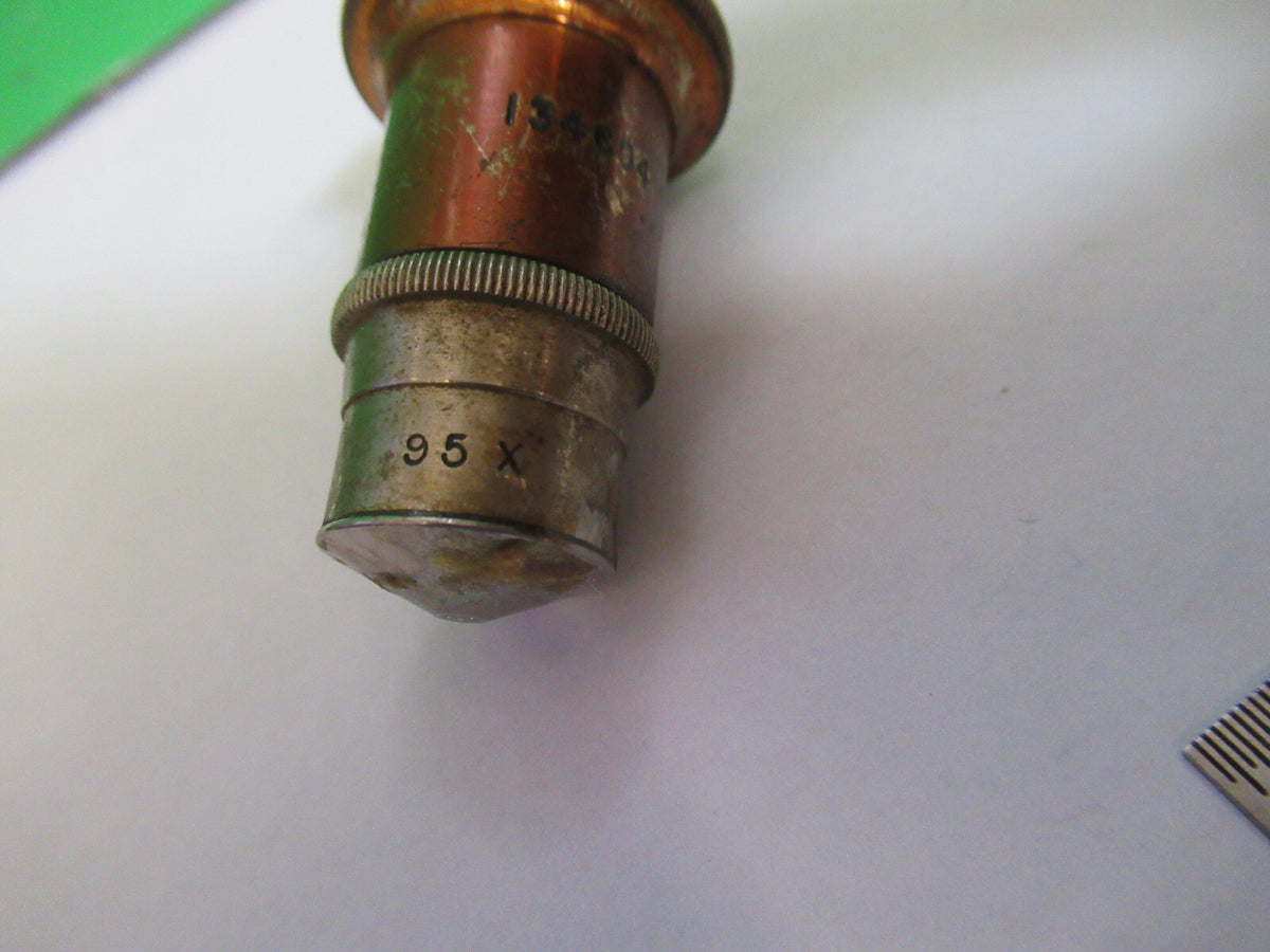 ANTIQUE BRASS SPENCER 95X 1.8mm OBJECTIVE MICROSCOPE AS PICTURED #H3-A-21