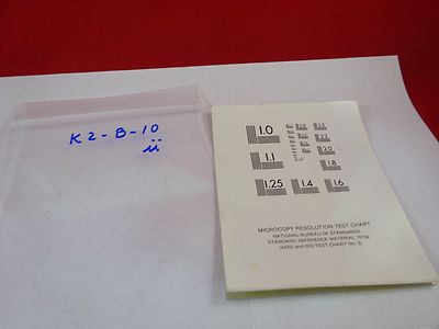 MICROSCOPE PART OPTICAL MICROSCOPY RESOLUTION TEST CHART OPTICS AS IS BN#K2-B-10