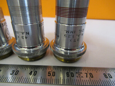 Lot Spencer Lens Co. Objective 10X 43X 97X Microscope Part Optics American Optical Co