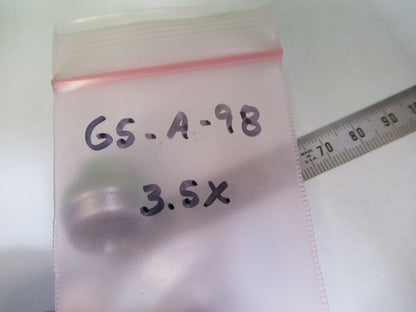 MICROLUX WETZLAR GERMANY 3.5X OBJECTIVE LENS MICROSCOPE PART AS PICTURED G5-A-98