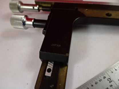 STAGE MICROMETER JAPAN CLIPS MICROSCOPE PART AS IS &33-A-77