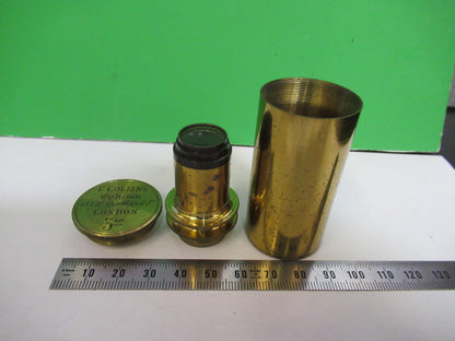 ANTIQUE BRASS OBJECTIVE 3 inch LENS COLLINS LONDON UK MICROSCOPE PART X3-B-22