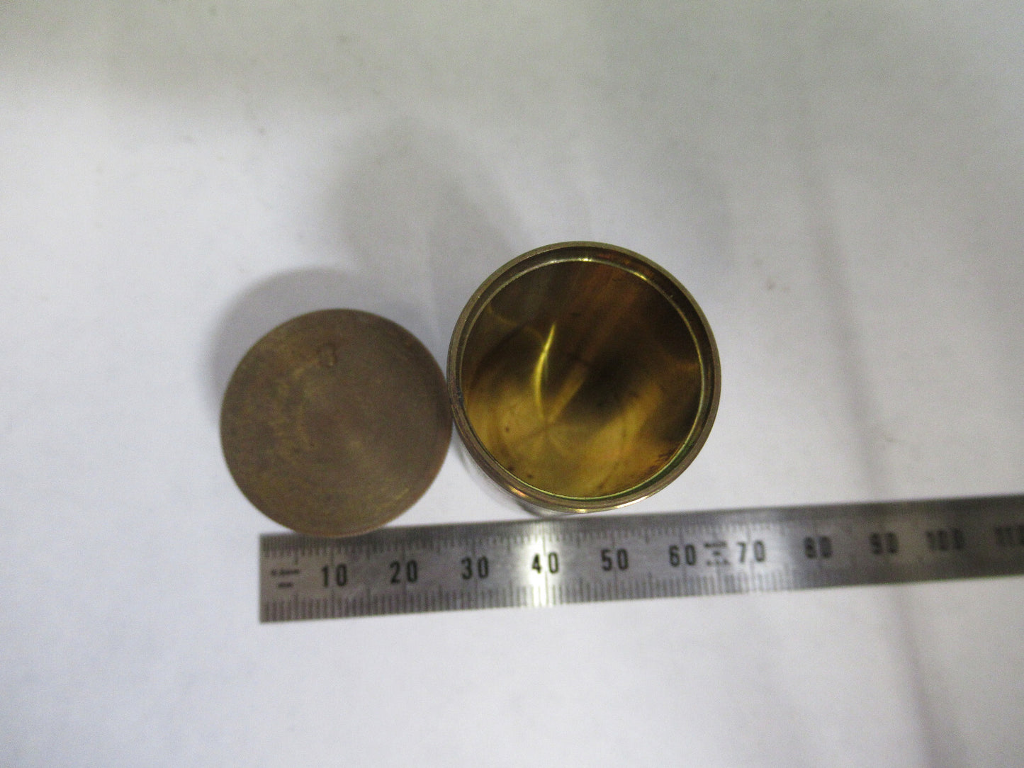UNKNOWN ANTIQUE BRASS CANISTER OBJECTIVE MICROSCOPE PART AS PICTURED X9-B-35