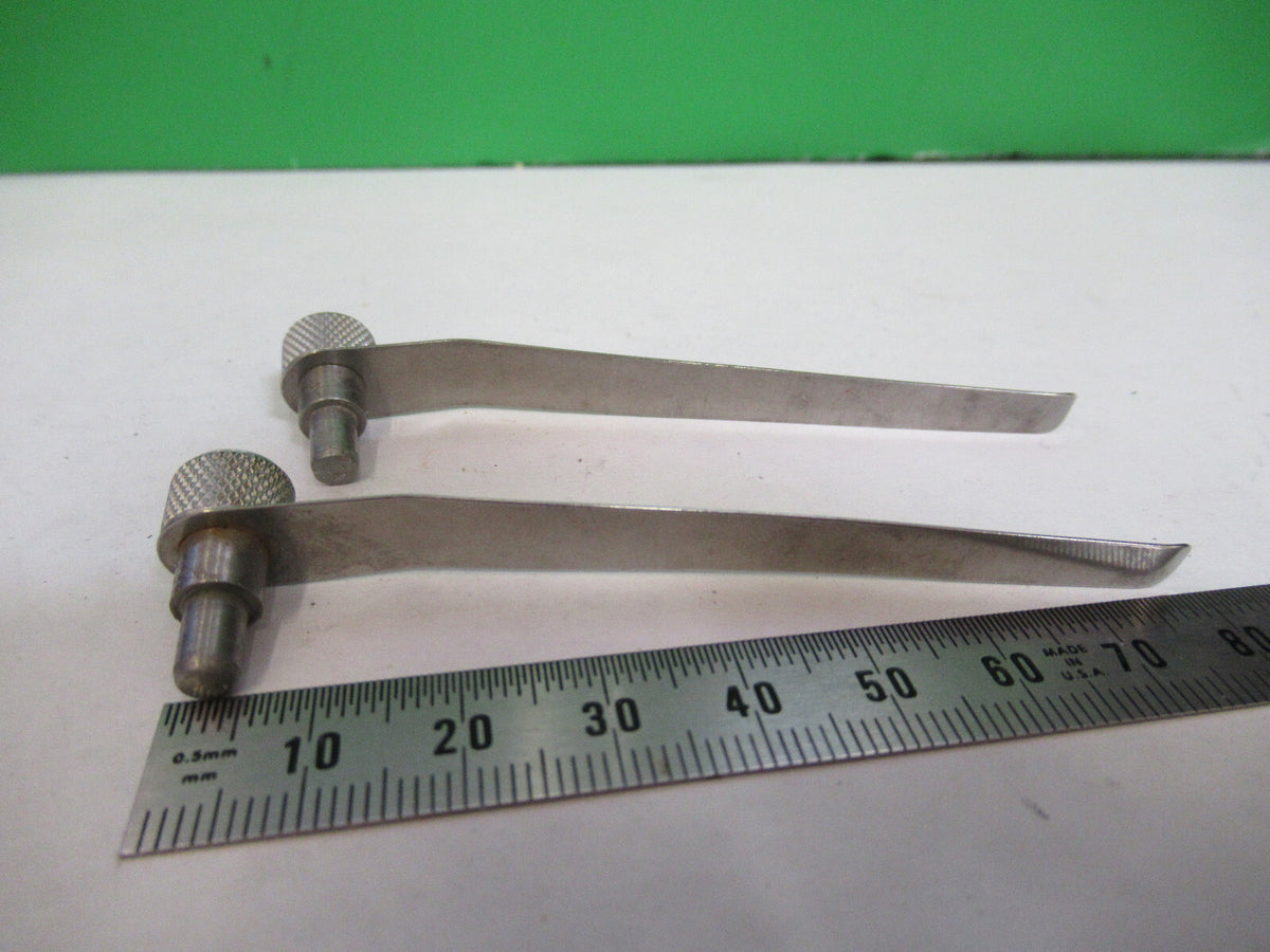 PAIR CLIPS STAGE CARL ZEISS GERMANY STEREO MICROSCOPE PART AS PICTURED S1-B-93