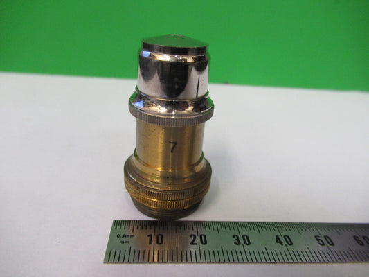 Antique Brass Unknown Objective Lens "7" Microscope Part