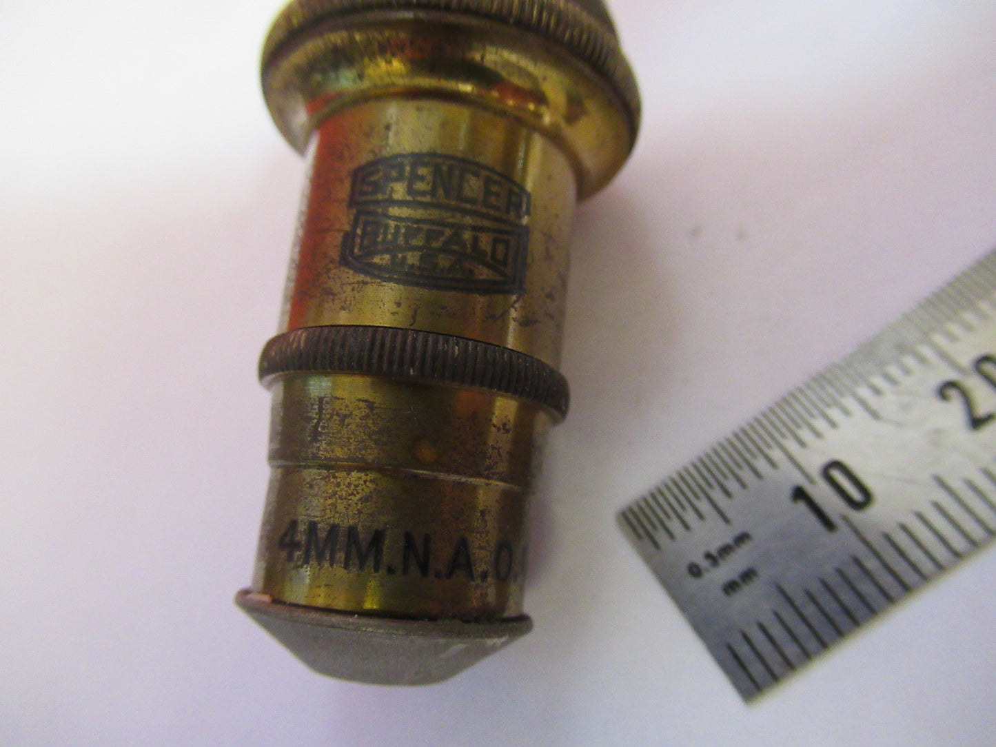 ANTIQUE BRASS SPENCER OBJECTIVE 4mm 44X MICROSCOPE PART AS PICTURED V7-A-76