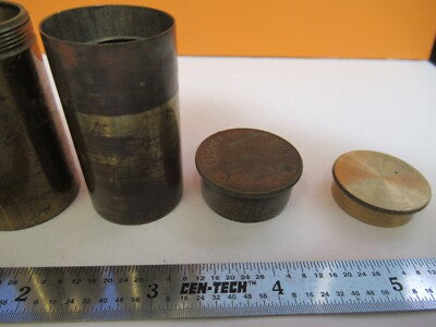 Lot Antique Brass Objective Can Mismatched Microscope Parts