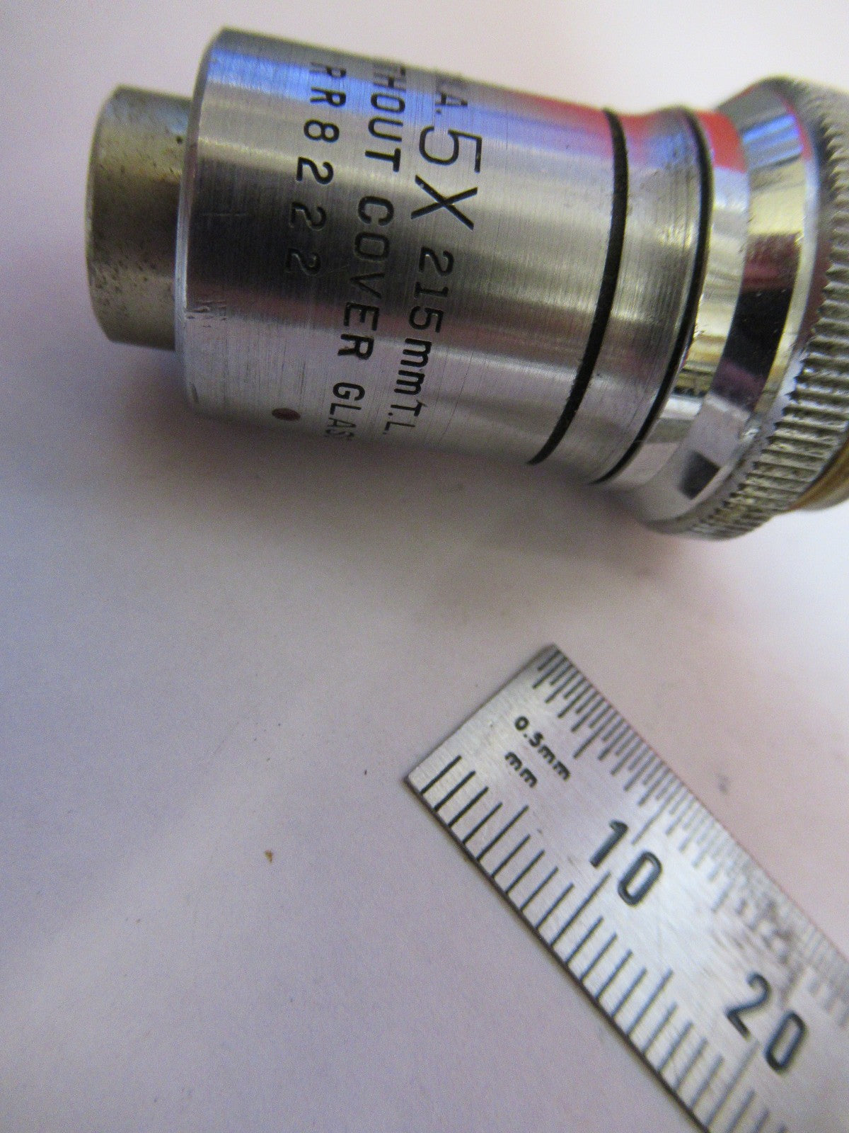 BAUSCH LOMB 5X    /215mm OBJECTIVE LENS MICROSCOPE PART AS PICTURED T5-A-28