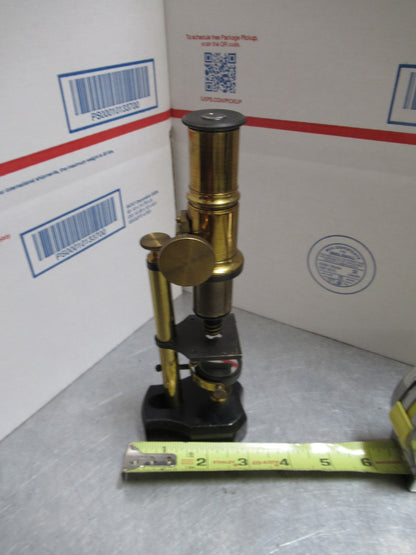 ANTIQUE BRASS MINIATURE RARE FRENCH MICROSCOPE AS PICTURED LOB