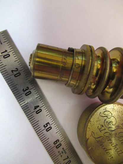 ANTIQUE BRASS RJ BECK LONDON "1/5" OBJECTIVE MICROSCOPE AS PICTURED &F8-A-82