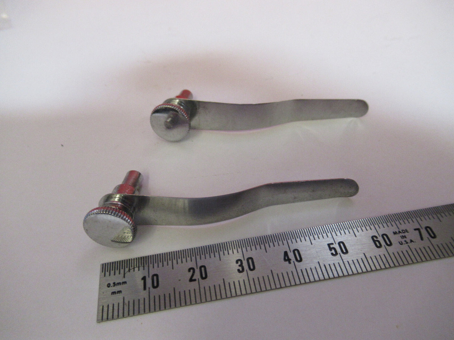 BAUSCH LOMB PAIR CLIPS STAGE MICROSCOPE PART AS PICTURED  S3-B-66