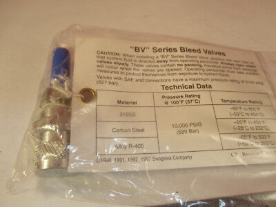 Swagelok Whitey SS318 Bleed Valve ??? Purge