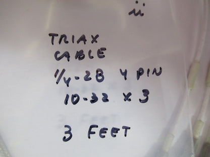 Cable 3 ft Triaxial 1/4-28 4 Pin 10-32's for Accelerometer