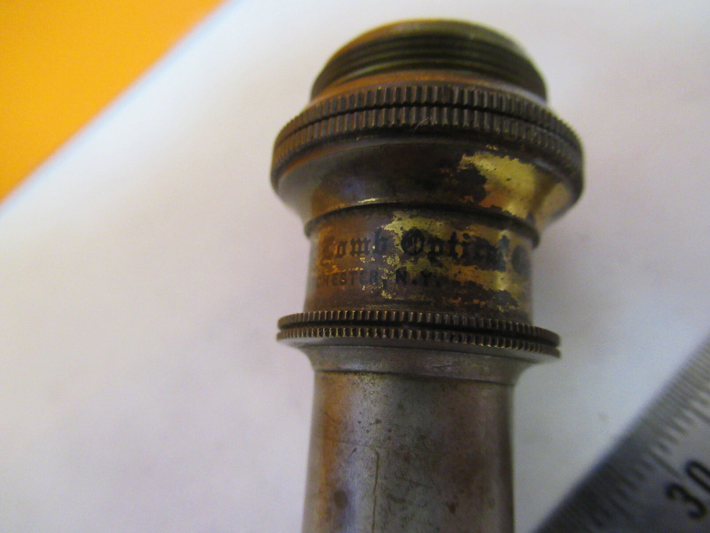 ANTIQUE BRASS BAUSCH LOMB OBJECTIVE 1/12 MICROSCOPE PART AS PICTURED Y3-A-46