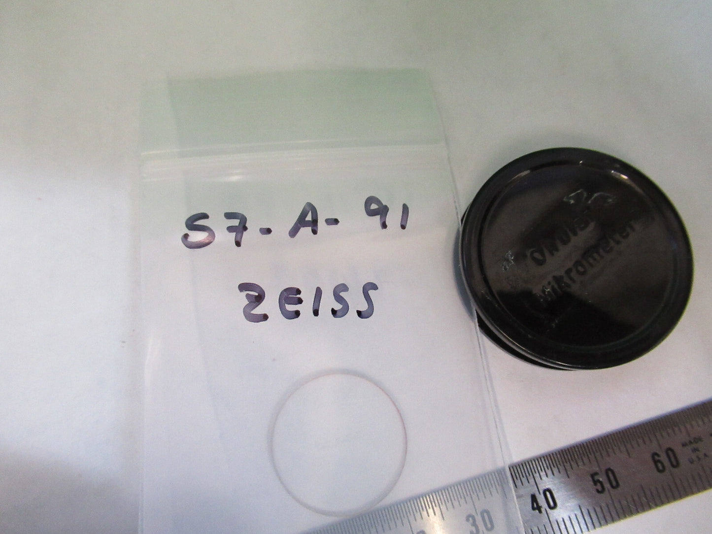 CARL ZEISS RETICLE OCULAR OPTICS MICROMETER MICROSCOPE PART AS PICTURED S7-A-91
