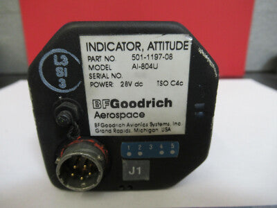 INDICATOR ATTITUDE 501-1197-08 AI-804U BFGOODRICH AIRCRAFT AS PICTURED &100-S-18