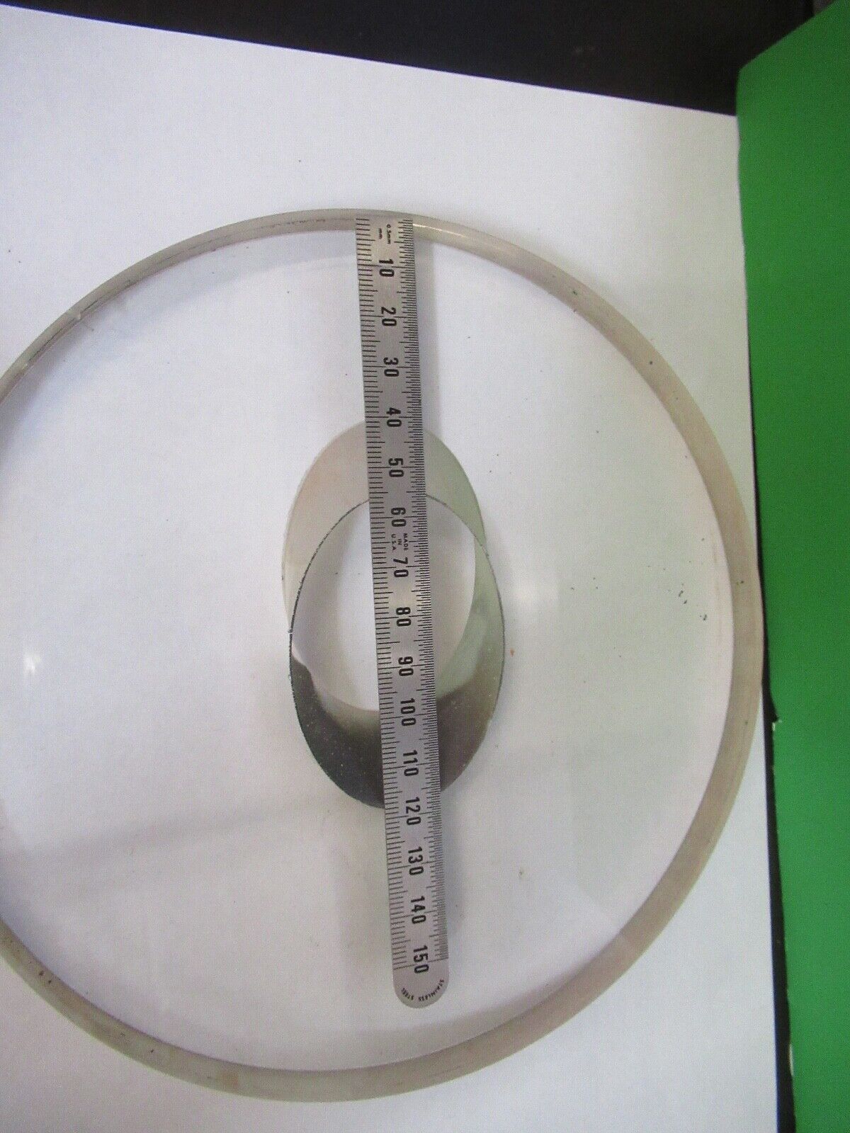 HUGE GLASS FLAT WINDOW THICK WITH HOLE FOR LASER OPTICS AS PICTURED 18-FT-05