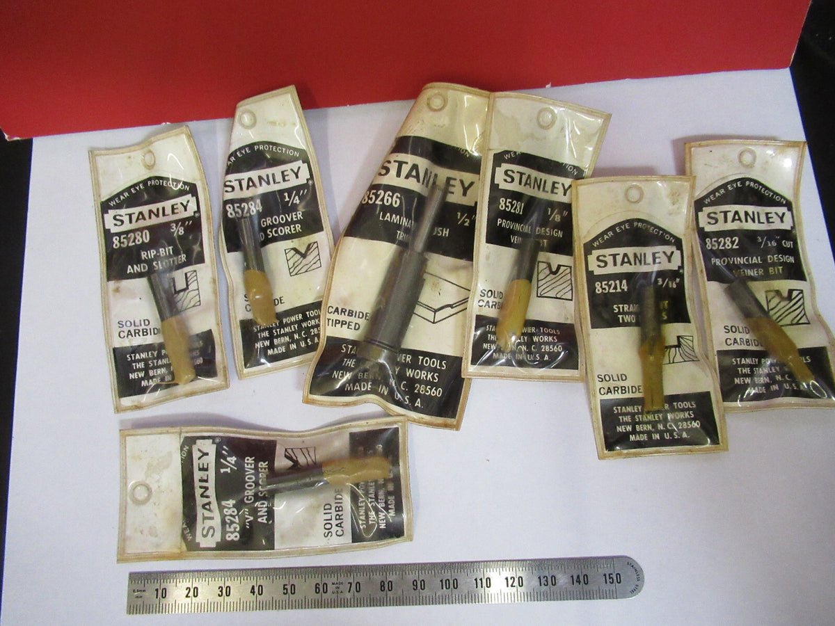 LOT 7 EA TOOLD STANLEY ROUTER WOOD ETC SOLID CARBIDE  AS PICTURED G4-A-24