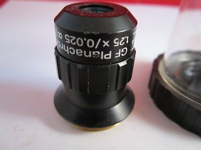 OPTICAL MICROSCOPE OBJECTIVE AUS JENA 1.25X INFINITY PLAN ACHRO OPTICS BIN#C6