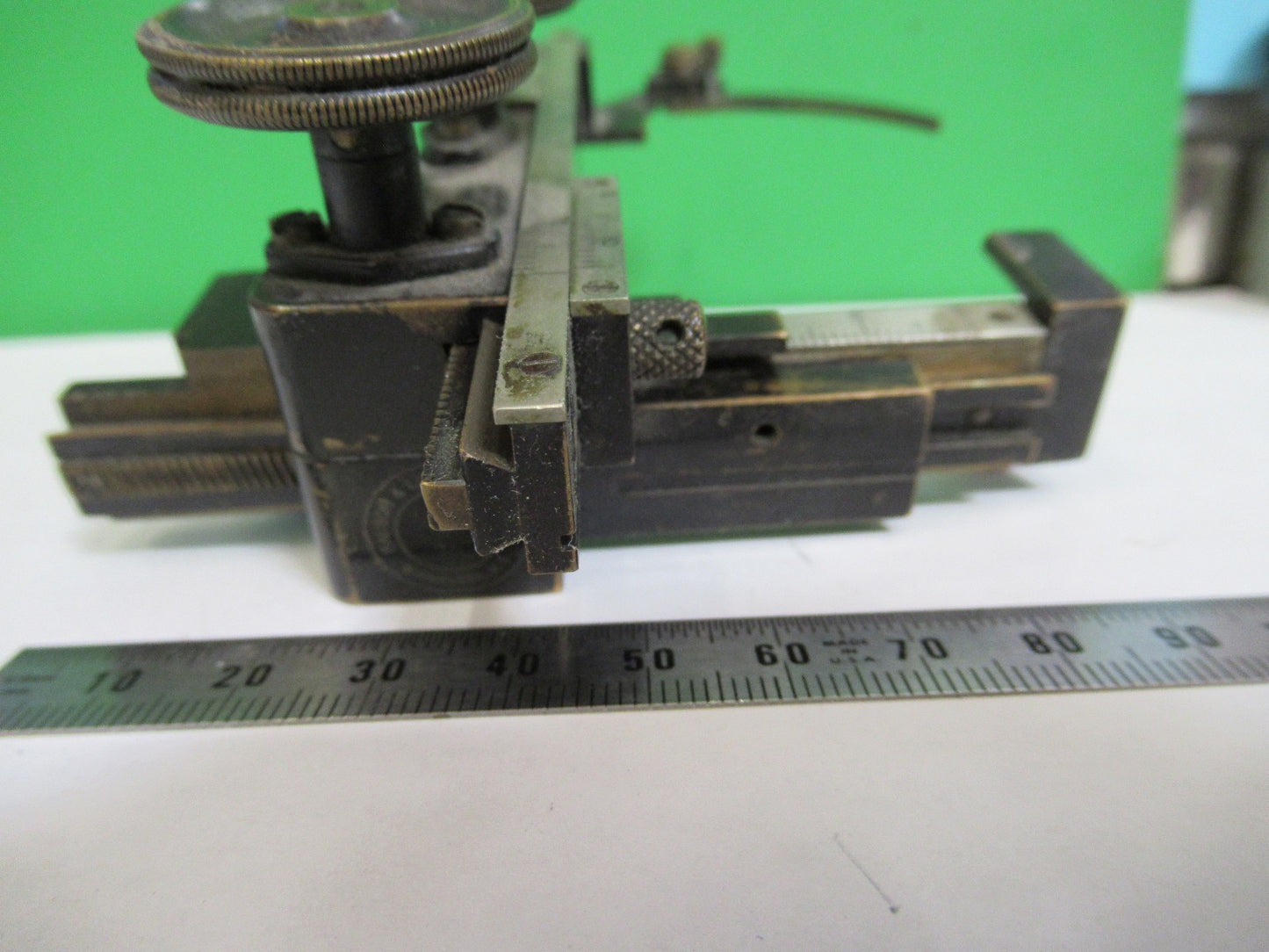 ANTIQUE  BAUSCH LOMB XY STAGE CLIPS MICROSCOPE PART AS PICTURED T4-A-44