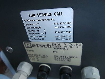 RETSCH BRINKMANN SPECTRO MILL MICRO GRINDER PULVERIZER 20.441.0004 $28K @FACTORY