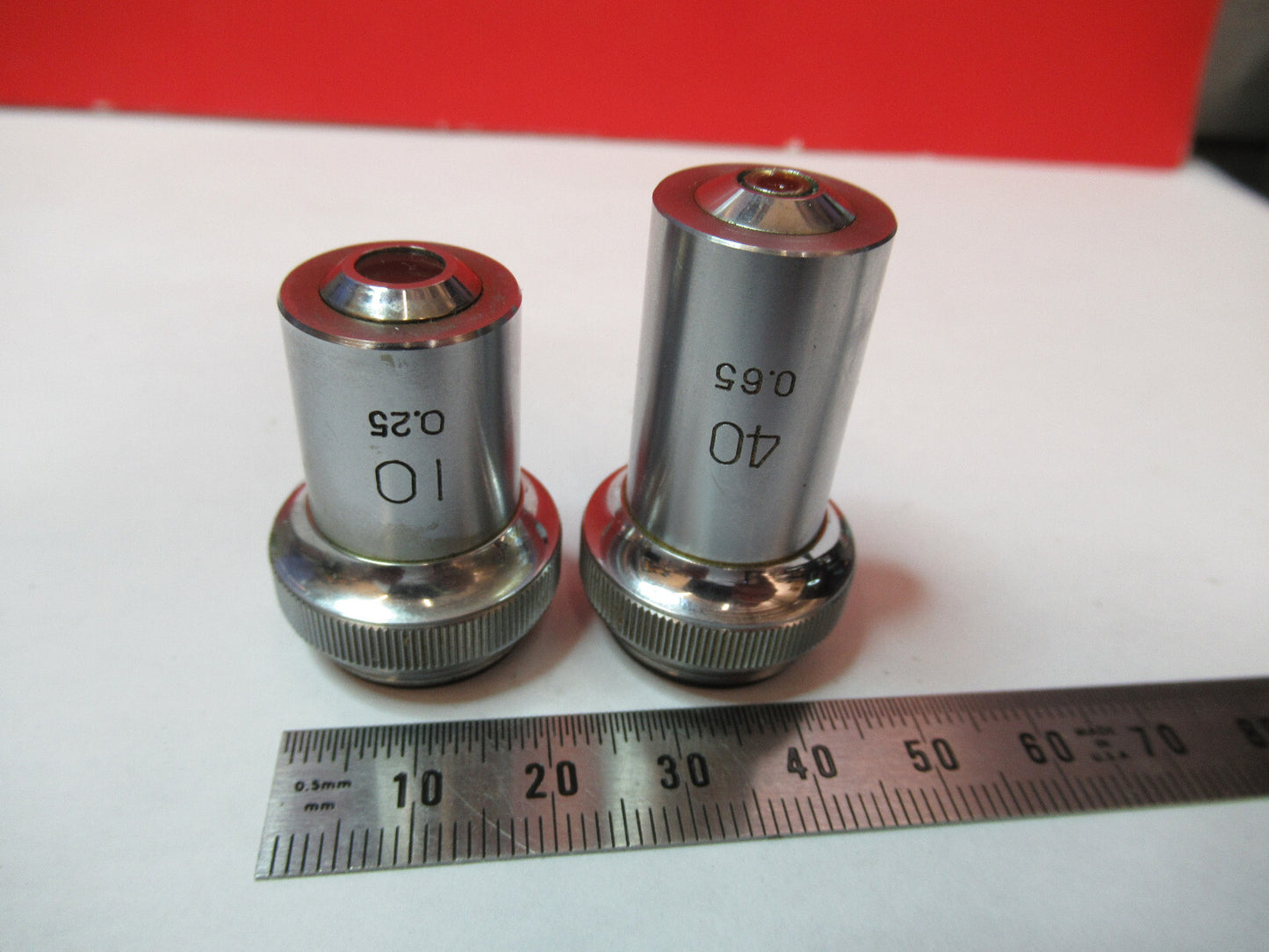 LOT 2ea KYOWA TOKYO 40X 10X OBJECTIVE OPTICS MICROSCOPE PART AS PICTURED T9-A-39