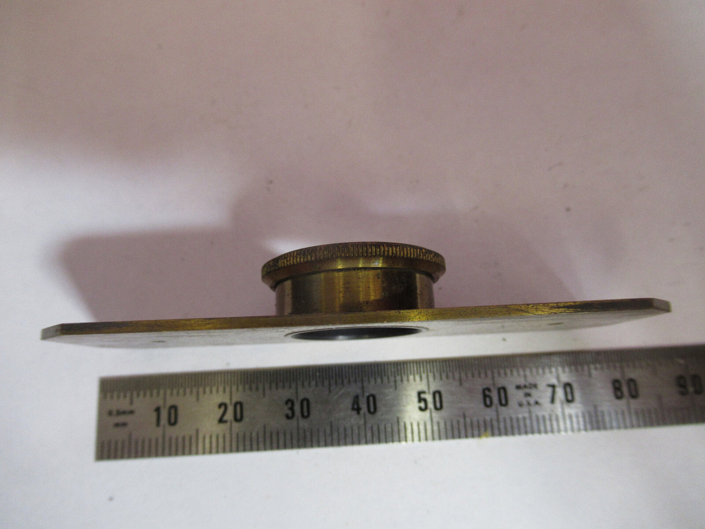 ANTIQUE BRASS COMPRESSORIUM STAGE LONDON MICROSCOPE PART AS PICTURED F8-A-44