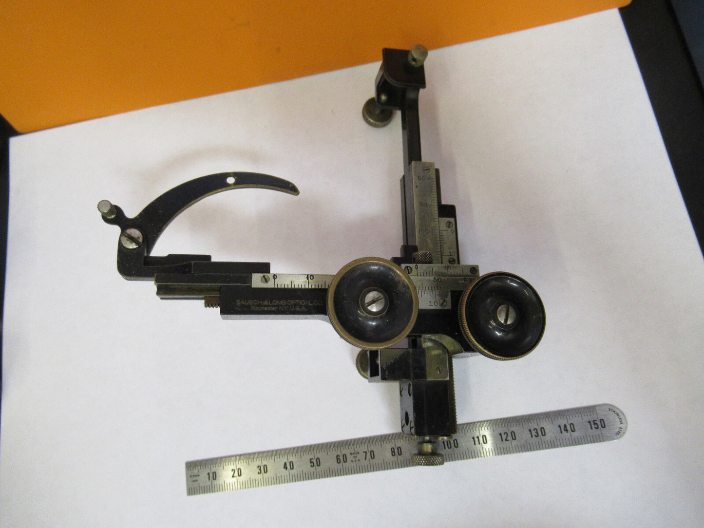 ANTIQUE XY CLIPS STAGE ASSEMBLY BAUSCH LOMB MICROSCOPE PART AS PICTURED Y1-A-03