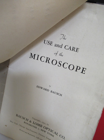 ANTIQUE BAUSCH LOMB BOOKLET INSTRUCTIONS 1932 MICROSCOPE PART AS PIC V7-A-15