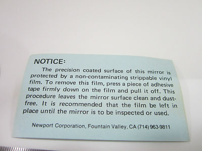 PROFESSIONAL OPTICAL MIRROR NEWPORT LASER OPTICS COATED NEW