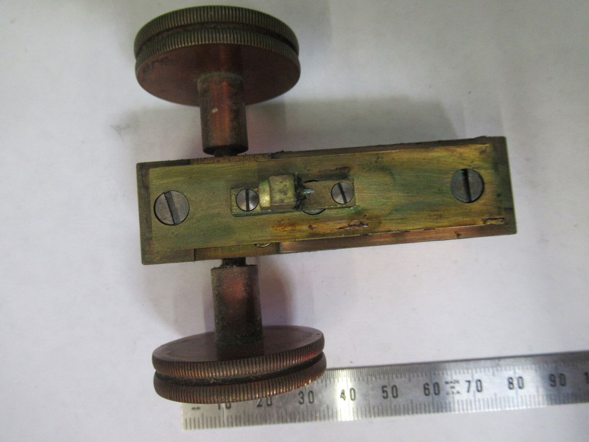 ANTIQUE BAUSCH LOMB MACRO STAGE KNOBS BRASS MICROSCOPE PART AS PICTURED S7-A-01