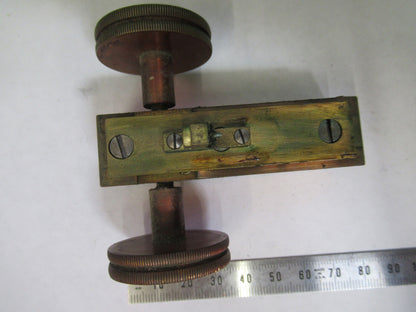 ANTIQUE BAUSCH LOMB MACRO STAGE KNOBS BRASS MICROSCOPE PART AS PICTURED S7-A-01