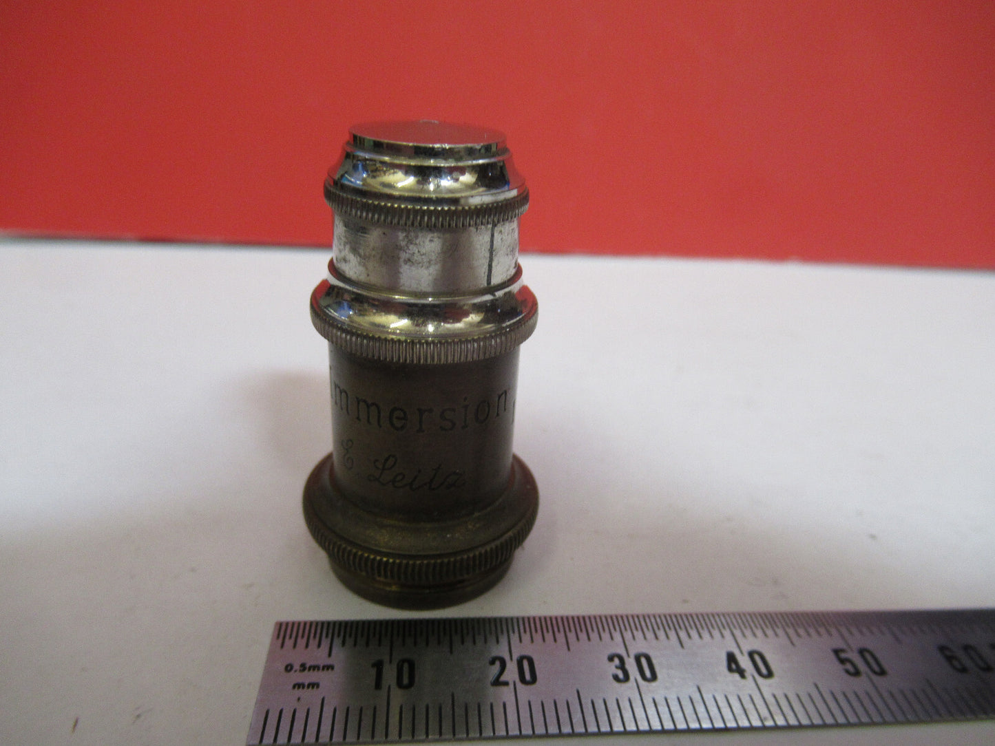 ANTIQUE BRASS ERNST LEITZ IMMERSION OBJECTIVE MICROSCOPE AS PICTURED &F8-A-79