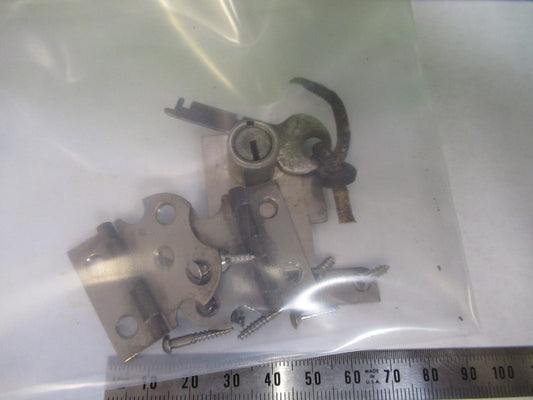 ANTIQUE BAUSCH LOMB LOCK + KEY HINGES CASE MICROSCOPE PART AS PICTURED U8-B-18