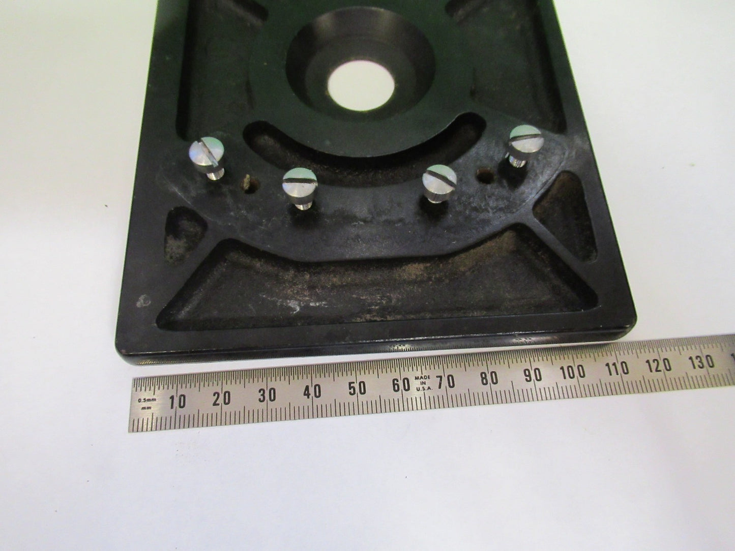 ANTIQUE BAUSCH LOMB METAL heavy STAGE TABLE MICROSCOPE PART AS PIC U9-A-28