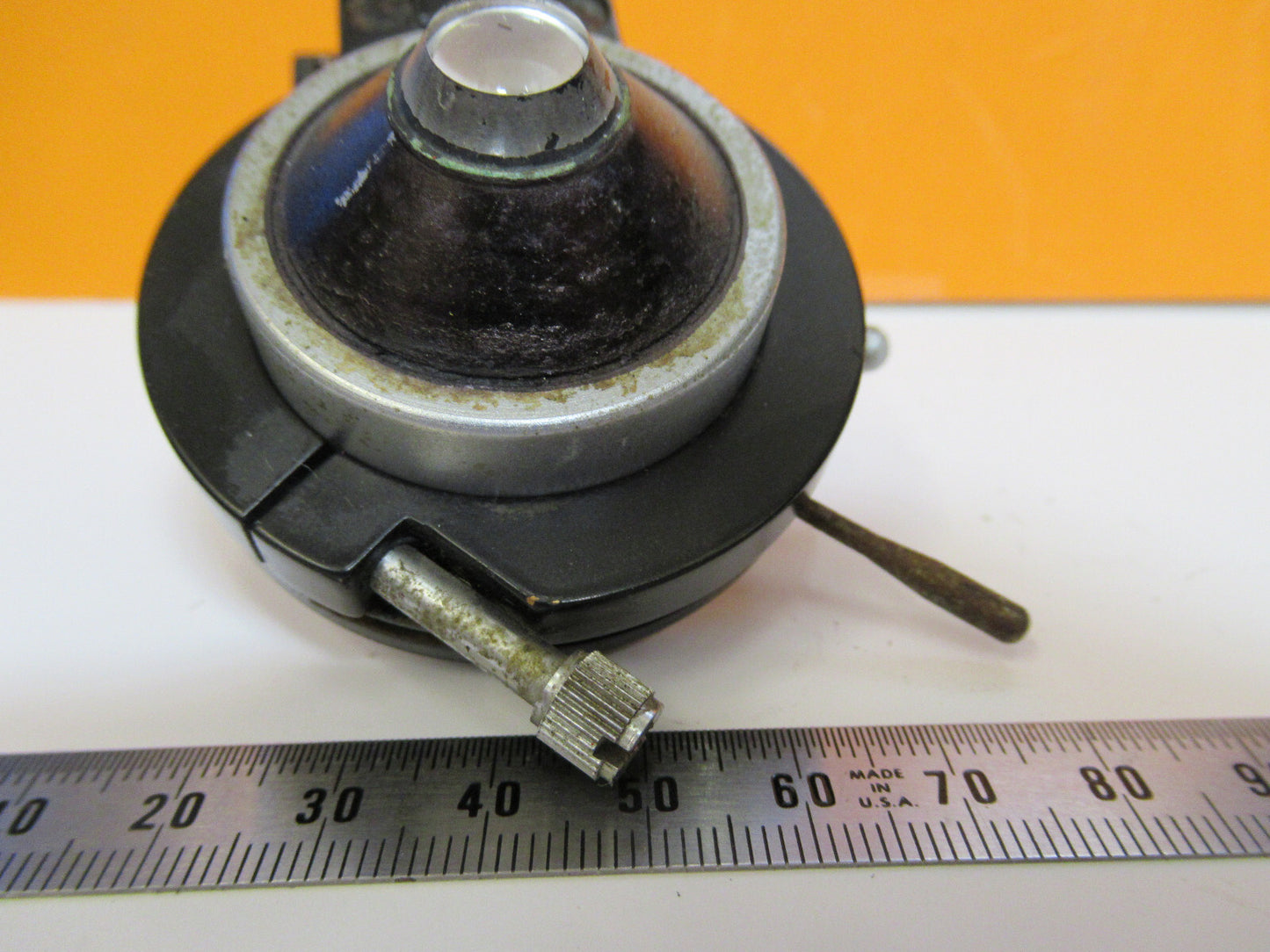 COOKE UK ENGLAND CONDENSER + IRIS + HOLDER MICROSCOPE PART AS PICTURED Y2-A-27