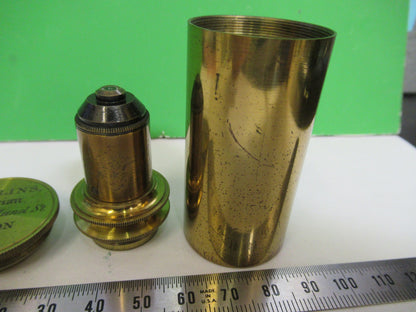 ANTIQUE BRASS OBJECTIVE 1/4 inch LENS COLLINS LONDON UK MICROSCOPE PART X3-B-21