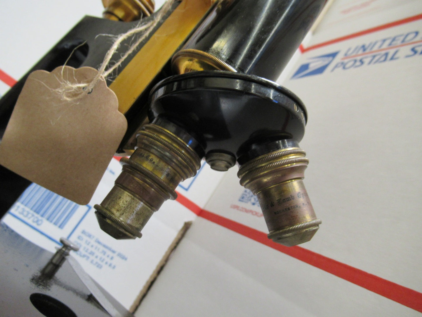 FOR PARTS OR REPAIR ANTIQUE MICROSCOPE BAUSCH LOMB + OBJECTIVES circa 1890 LOB