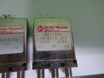LOT 2 EA SWITCHES DOWKEY  RF MICROWAVE FREQUENCY AS IS #4B-A-14