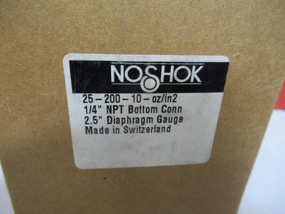 NOSHOK MANOMETER DIAPHRAGM GAUGE SWISS 25-250-10 OZ/IN2 AS PICTURED &H9-B-23