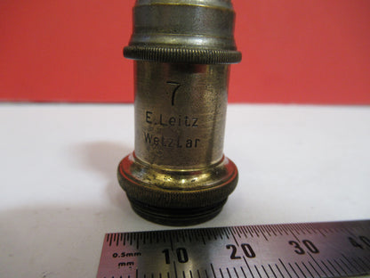 ANTIQUE BRASS ERNST LEITZ "7" LENS OBJECTIVE MICROSCOPE AS PICTURED &F8-A-78