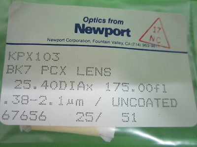 Optical Newport BK7 Convex Lens 25.4 mm Diameter Fl 175mm Laser Optics