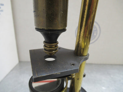 ANTIQUE BRASS MINIATURE RARE FRENCH MICROSCOPE AS PICTURED LOB