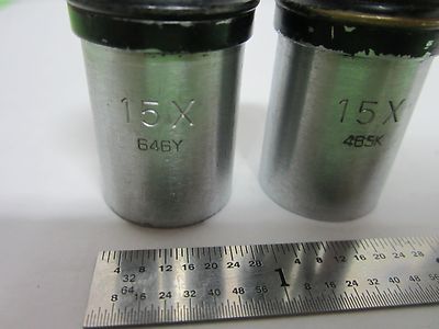PAIR EYEPIECES 15X MICROSCOPE OPTICS BIN#N1-20