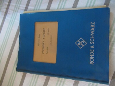 Collectable Rare Rohde Schwarz Xsa Quartz Frequency Standard Manual 1960